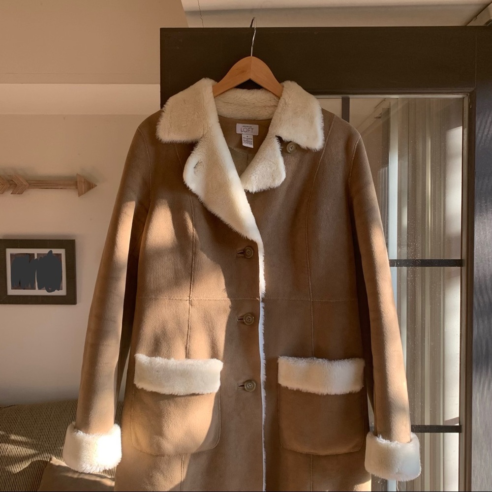 ann taylor loft faux shearling coat sz 6